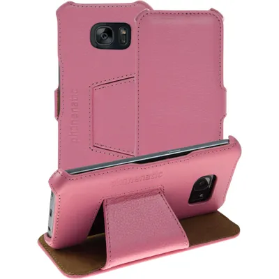 Produktbild von PhoneNatic Echt-Lederhülle kompatibel mit Samsung Galaxy S7 - Leder-Case rosa + Glasfolie
