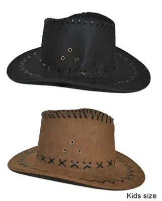 Produktbild von Kinder Cowboyhut mit Ziernähten | Schwarz | Western Hut für Karneval, Fasching & Mottoparty