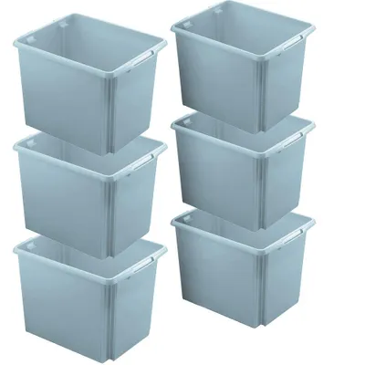 Produktbild von BRB 6X Aufbewahrungsbox, stapelbar, nestbar, 45 Liter, LxBxH 455 x 360 x 360 mm, Polypropylen (PP), grau