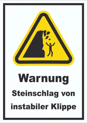 Produktbild von Schild Warnung Steinschlag instabile Klippe A3 (297x420mm)