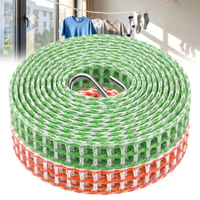 Wäscheleine 2er-Set, Nylon, 5 m, windfest, mit Haken