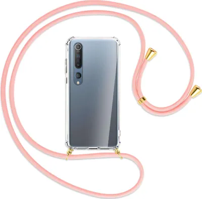 Produktbild von Handykette Backcover-Schutzhülle mit Band (Metall goldfarben) für Xiaomi Mi 10 (Pro) - rosa