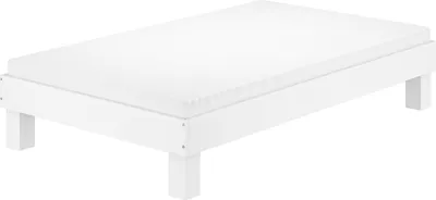 Produktbild von Holzbett breites Einzelbett 120x200 Buche Bettrahmen Futonbett Zubehör wählbar  V-60.87-12WRollrost und Matratze inkl.