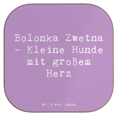 Produktbild von Mr. & Mrs. Panda Holzuntersetzer Spruch Bolonka Zwetna Herz - Lavendeltraum - Geschenk, hypoallergen, Hund, Hunde, Untersetzer für Gläser, verspielte, Coaster, Glas