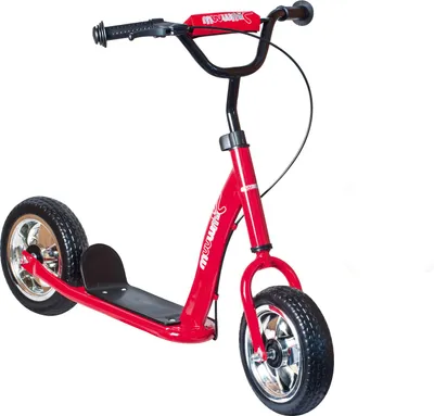 Produktbild von muuwmi Roller Sunny – 10 Zoll EVA-Bereifung, Stahlrahmen, Bandbremse, Lenker höhenverstellbar, inkl. Ständer, rot