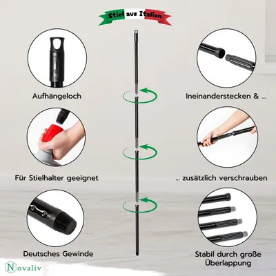 Image de Novaliv Balai de jardin avec manche Poils en V 40 cm Poils en élaston Balai d'extérieur Balai de rue avec manche Poils durs Balai de terrasse Balai d'écurie Balayeur industriel Balai d'extérieur broom