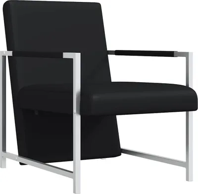Zdjęcie produktu dla vidaXL Fotel z chromowanymi nogami, czarna imitacja skóry