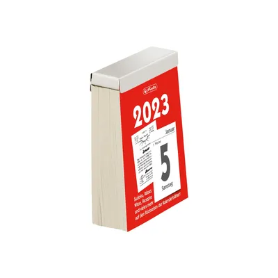 Produktbild von Herlitz Abreißkalender Gr.5 2023 81 x 106 mm, Wand, Abreißen, Schwarz, Rot, Weiß, Papier, 01/01/2023, 12 Monat( e)