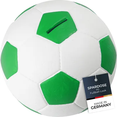 Produktbild von HMF 4790 Spardose Fußball in Lederoptik, 15 cm, Grün-Weiß