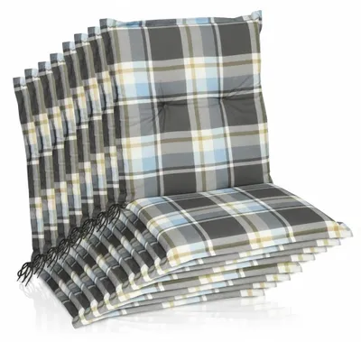 Produktbild von Beautissu 8er Set Sunny BK Niedriglehner Auflagen 100x50 cm in Blau Kariert