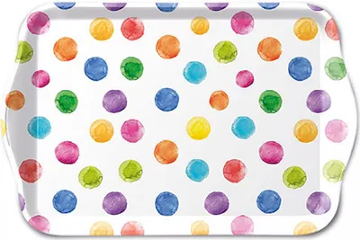 Produktbild von Tablett Melamin 21x13cm mit Punkte Motiv Weiß / Bunt