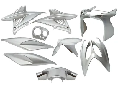 Obrázok produktu pre 9-dielna sada okrajov kapotáže pre Yamaha Aerox do modelového roku 2014 - strieborná metalíza