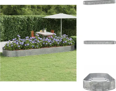 Obrázek produktu pro vidaXL Vyvýšený záhon z oceli s práškovým nástřikem 450x140x36 cm Stříbrná - Květináče a květináče