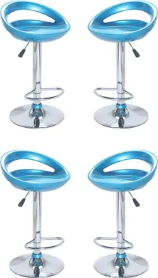 Immagine prodotto di Milani Home - Set Di 4 Sgabelli Da Bar Albergo Hotel Sedia Cucina Con Poggiapiedi Altezza Regolabile Girevole Stile Moderno Di Design Contemporaneo , 43.7x46.5x77.5-98 - Blu
