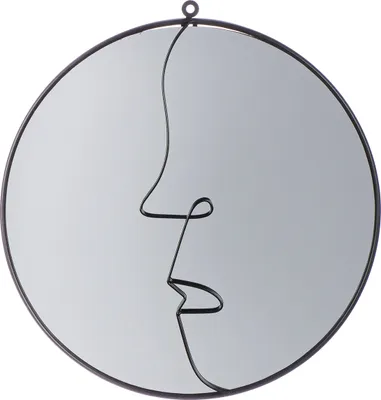 Zdjęcie produktu dla Gilde Spiegel, rund, "Face", Gesichtsmotiv, Metall, Spiegelglas, schwarz, , L. 1 cm, H. 42 cm, D. 40 cm  69634 /Abverkauf nur solange Vorrat reicht