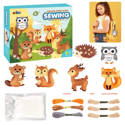Imagen del producto de Conjunto creativo de bordado de animales del bosque de fieltro 6 piezas