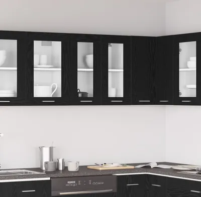 Produktbild von Möbel Wandglasvitrine in Schwarz-Eiche - 60x31x60 cm - Küchenschränke 863152