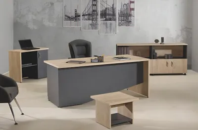 Produktbild von Komplettbüro Büromöbel Schreibtisch Büro Bürotisch Set 4tlg Holz Grau