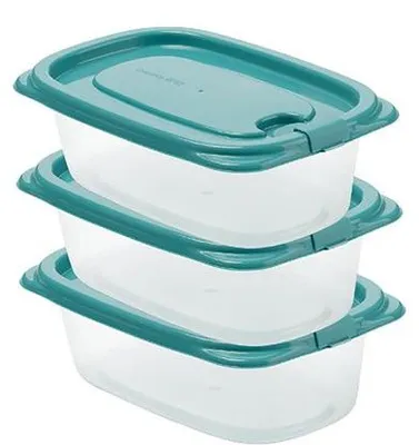 Imagen del producto de Juego de 3 recipientes de plástico con tapa, de 550 ml, para alimentos. Ideales para guardar alimentos, avena, y para usar en el refrigerador, la escuela, la oficina y viajes