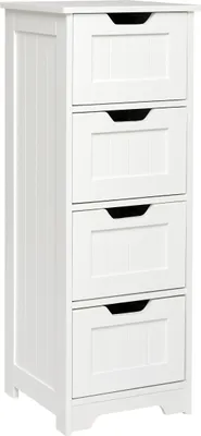 Image de Meerveil Armoire de salle de bain, avec 4 tiroirs, 30 x 30 x 82 cm, Blanc