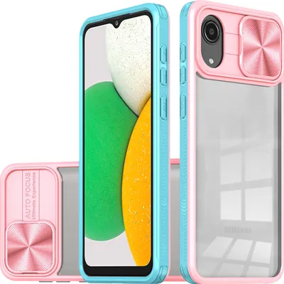Produktbild von Hülle für Samsung Galaxy A03 Core Transparent TPU Bumper Schutzhülle mit Schiebe Kamera Schutz Pink