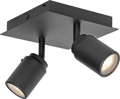 Produktbild von Smarter BadSpot Schwarz Quadratisch IP44 inkl  2 WiFi GU10 Ducha