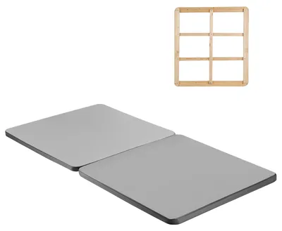 Produktbild von SucceBuy Bunkie-Boards für Twin-Size-Betten 1900x950x38 mm, 2-teilig, Bettstützlatten mit 200D Oxford-Gewebe, Holzmatratzenauflage, Matratzen-Unterbau, Grau