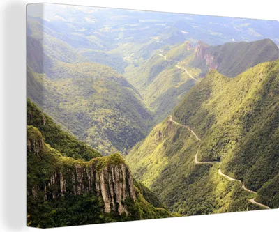 Produktbild von OneMillionCanvasses® - Leinwandbilder - 150x100 cm, Kurvenreiche Bergstraße Brasilien, Wandbilder Kunstdruck Wanddekoration