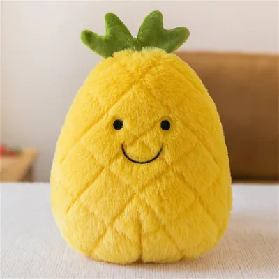 Image de Peluche ananas, 25 cm. Peluche en forme d'ananas, coussin, jouet, cadeau pour enfants