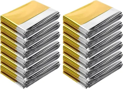 Productafbeelding van Survival Foliedeken - Nooddeken Thermisch - Buiten Overleven - Waterdicht Vochtbestendig - 20 Stuks 140x210cm - Goud Zilver