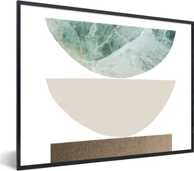 Produktbild von MuchoWow® Gerahmtes Poster Geometrische Formen - Minimalismus - Pastell 80x60 cm - Poster mit Schwarzem Bilderrahmen Wandposter Rahmen Foto Bilder - Schwarzem - Mit Gestell