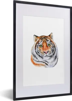 Produktbild von MuchoWow® MuchoWow® Gerahmtes Poster Tiger - Kopf - Grün 40x60 cm - Poster mit zchwarzem Bilderrahmen - Poster in Rahmen