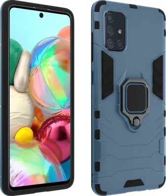 Image de Avizar, coque de téléphone portable résistante aux chocs pour Samsung Galaxy A51 avec anneau de fixation, bleu nuit