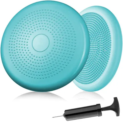 Produktbild von Ballsitzkissen inkl. Pumpe 33cm Durchmesser - Balance-Kissen, SitzBalancekissen, Luftkissen, Balance Pad, Noppenkissen - Core-, Fitness-, Reha-, Koordinations- und Rückentraining
