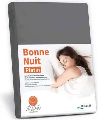 Zdjęcie produktu dla Prześcieradło 180-200 x 200-220 cm - SCHIEFER - do łóżek wodnych i skrzyniowych Bonne Nuit Platin 240 g/m²
