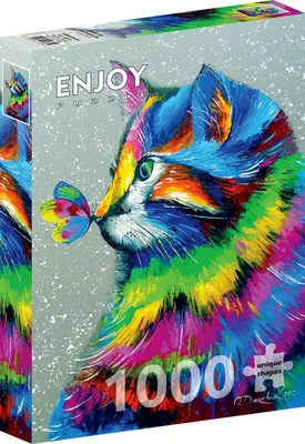 Zdjęcie produktu dla ENJOY Puzzle Piękny kot i motyl 1000 elementów