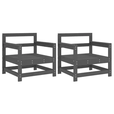 Produktbild von Gartenstühle 2 Stk. Grau Massivholz Kiefer