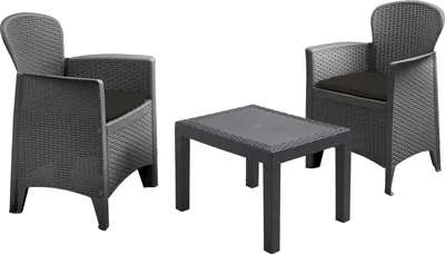 Image de ProGarden Set de jardin 3 pièces avec coussin Akita Anthracite