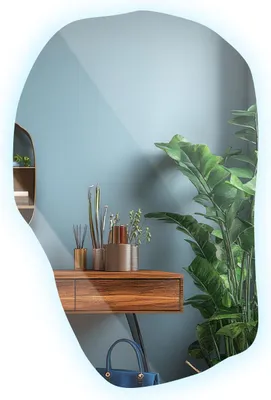 Produktbild von LED Spiegel mit Beleuchtung – 70 x 45,5 cm – Kaltweiß 6000K – Beleuchteter Spiegel rahmenlos – Asymmetrischer Badspiegel modern