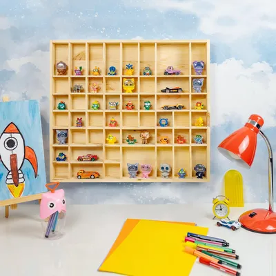 Immagine prodotto di Creative Deco Organizzatore Portaoggetti Portagioie in Legno | 51 Scomparti | 52x46x5cm | Mensola Espositore Scaffali | Decoupage Stoccaggio
