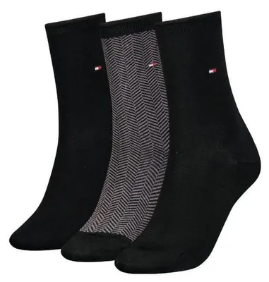 Image de Tommy Hilfiger - Chaussettes pour femmes (lot de 3) NA982 (35 EU - 38 EU) (noir/gris)
