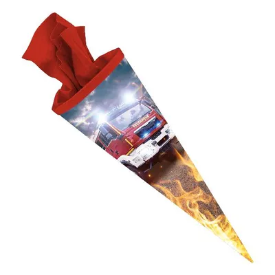 Produktbild von itenga Schultüte Zuckertüte 70cm rund Feuerwehr Filzverschluss rot