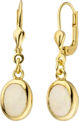 Produktbild von Ohrhänger Ohrringe mit Opale, oval, 585 Gold Gelbgold Goldohrringe Ohrschmuck