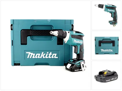 Immagine prodotto di Makita DFS 452 Y1J Avvitatore per cartongesso a batteria 18V Brushless in valigetta Makpac + 1x Batteria 1,5 Ah - senza caricabatterie