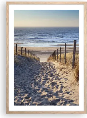 Produktbild von Gerahmtes Poster - Rahmen in heller Eiche - Meer Strand Düne - 50x70 cm - Wand Bild - Wanddeko - Wandbilder - Kunstposter - Wandposter - Bilderrahmen - Bilder - Kunstdruck - Wandbild - P2NPA50x70-3612