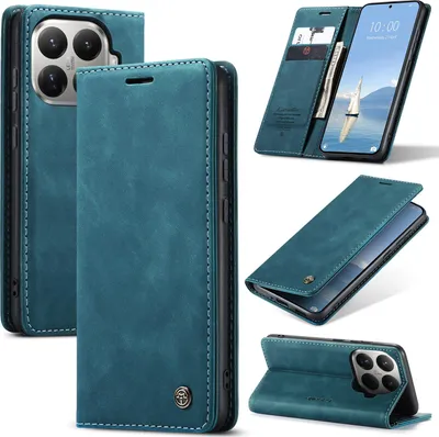 Produktbild von Hülle für Xiaomi 15T Pro Retro Kunstledertasche mit Standfunktion Schutzhülle Blau