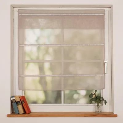 Produktbild von Magnetrollo Raffrollo Leinenstruktur taupe-grau 80x125 Meterware