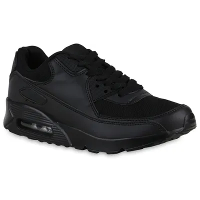 Produktbild von Mytrendshoe Damen Laufschuhe Profilsohle Sportschuhe Neon Turnschuhe 810581, Farbe: Schwarz Schwarz, Größe: 42