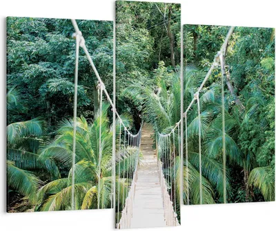 Produktbild von Bild auf Leinwand - Leinwandbild - 3 Teile - Tropen Dschungel Brücke - 95x80cm - Wand Bild - Wanddeko - Wandbilder - Leinwanddruck - Bilder - Wanddekoration - Leinwand bilder - Wandbild - CB95x80-4963