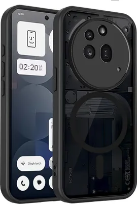 Immagine prodotto di Custodia magnetica per Nothing Phone 3A Pro, custodia rigida traslucida in PC con cornice morbida in TPU Nero